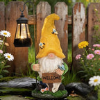Solar Garden Gnome Statue with Lantern - Hand-Painted Resin Gnome Decor, IP44 Waterproof Outdoor Figurine for Yard Patio Porch, for Mom Women Housewarming Christmas by DoYouzhuo8-Decor