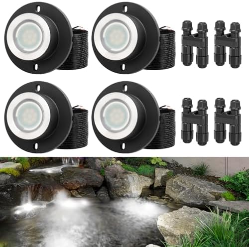 HIBOITEC 3W Pond Light LED Underwater 4000K Low Voltage Pond Lights, 4Pack by HIBOITEC