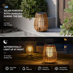 Solar Outdoor Lantern with Faux Rattan, Iron Frame and 3000K LED - Image 3