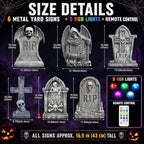 Aurelema 6 Pcs 17" Metal Halloween Tombstones with Light Decoration - Image 2
