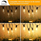 LED Outdoor String Lights 100FT Patio Lights with 25 Shatterproof ST38 Vintage Edison Bulbs, Outside Hanging Light Waterproof for Porch, Deck, Garden, Backyard, Balcony, Dimmable 2700K - Image 4