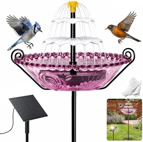 Solar Fountain for Bird Bath Outside, Water Fountain with Stake Stand to Attract Birds for Garden, Patio & Yard by LISINUO