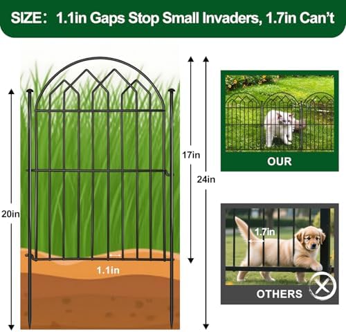 Decorative Garden Fence 17in x 10.8ft (10 Panels), Rustproof Metal No Dig Arched Garden Border Fencing with Stakes, Small Animal Barrier Flower Bed Fence for Yard Patio Outdoor Decor - Image 3