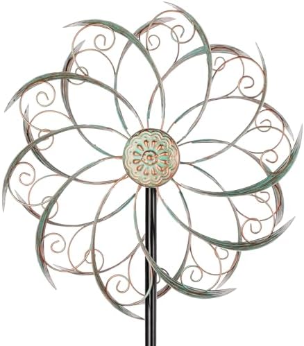 13" Metal Wind Spinner with Stake,Kinetic Wind Sculptures for Yard by VEWOSTAR