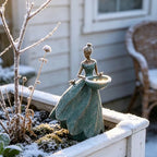 DiliComing Garden Fairy Statue Bird Feeder - 12-Inch Resin Outdoor Fairy Decor, Garden Maiden Statue for Yard, Patio, Lawn, Backyard, Outdoor Statues Gift for Women Garden Lovers(Green) - Image 4