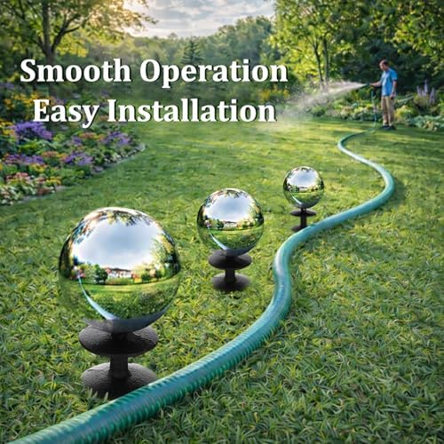Tandefio 9 Pcs Garden Hose Guide Spike 13.5'' Decorative Ball, Silver - Image 4