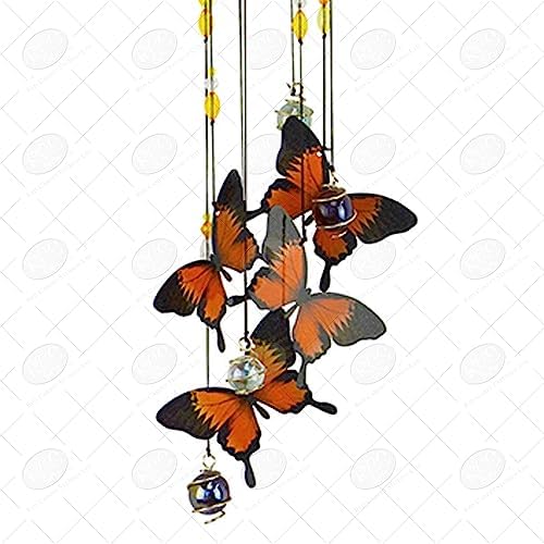 Red Carpet Studios Windchimes Butterfly Spiral Mobile Wind Chime, 30" Long, Monarch Orange - Image 3