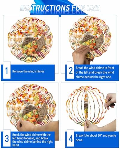 Fall Green Pumpkin Wind Spinner for Yard and Garden,Thanksgiving Maple Leaves Orange Check Hanging Wind Spinner Outdoor 3D Kinetic Wind Sculpture Spinners Indoor Outdoor Décor Ornaments Gift 12" - Image 6