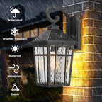 Darkaway 2pcs Large Outdoor Wall Lights for House, 18inch Exterior Lighting Fixtures Wall Mount Outdoor Porch Lights Black Outside Sconce Lights with Water Ripple Glass for Patio Garage Hallway - Image 6