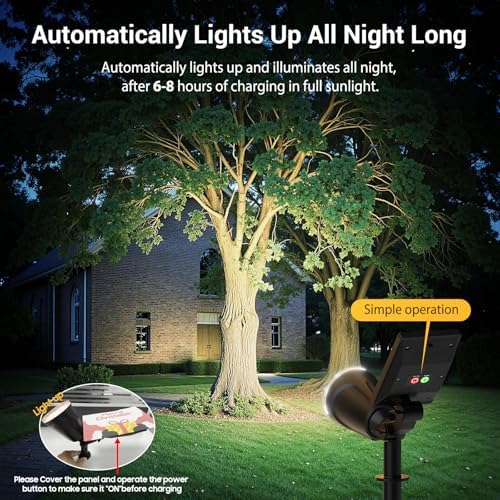 6 Pack Bright Solar Spot Lights Outdoor Cool White, 1000LM Adjustable Solar Lights Outdoor Waterproof, 2-in-1 Solar Powered Spotlights Landscape Lighting for Garden, Yard, Pathway, Tree, Flag - Image 3