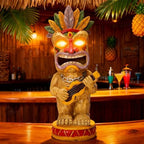 Solar Tiki Garden Statue with LED Eyes Outdoor Resin Ukulele Player Yard Decor Solar Light Hawaiian Style Lawn Ornament for Patio Porch Tiki Bar Decor Best Gift for Tiki Lovers - Image 6