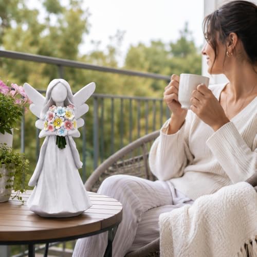Solar Angel Garden Statue with Glowing Flowers, Sympathy Memorial Gifts - Image 7