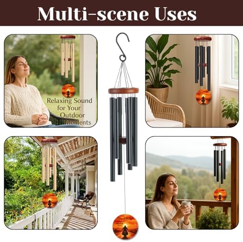 Personalized Motorcycle Memorial Wind Chime Custom Name & Year, Riding with Angels Sympathy Gift for Loss of Biker Dad, Remembrance Windchimes Outdoor Garden Decor Deep Tone - Image 6