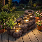 TITIMO 37.4" L Outdoor Water Fountain, 5-Tier Garden Fountain w/LED Lights - Image 2
