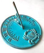 ARTIZANSTORE Sundial Verdigris Finish Brass 10" Dia Vintage Sun Dial Home & Garden Theme Fish Dial and Crab Plaque Outdoor Sundial by AS