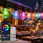 Smart Outdoor String Lights, 100FT(50FTx2) RGBW Color Changing Patio Lights with Remote and APP, Dimmable IP65 Waterproof Shatterproof LED Lights for Backyard Garden Party Decor by VoxCynHue
