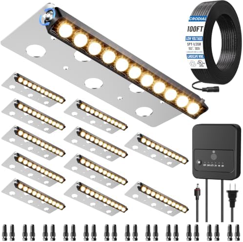 8 Inch Retaining Wall Lights Kit 5W 2700K LED Hardscape Lighting 12-Pack by CRODIAL