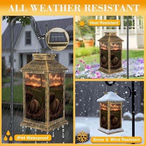 Solar Lantern Outdoor Waterproof American PastimeBaseball Garden Decor LED Hanging Solar Lights Tabletop Lamp Gifts for Women Mom Outside Yard Patio Porch - Image 3