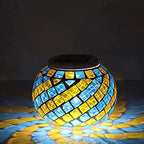 Solar Outdoor Table Lamp, Solar Powered Mosaic Glass Ball Garden Lights Waterproof Color Changing Mood Night Lights (Yellow/Blue) by Unknown