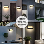 18W Modern LED Wall Light Outdoor 2Pack,3000K Warm White Waterproof Porch Patio Lights Mount Outside Fixtures,Matte Black Aluminium - Image 3