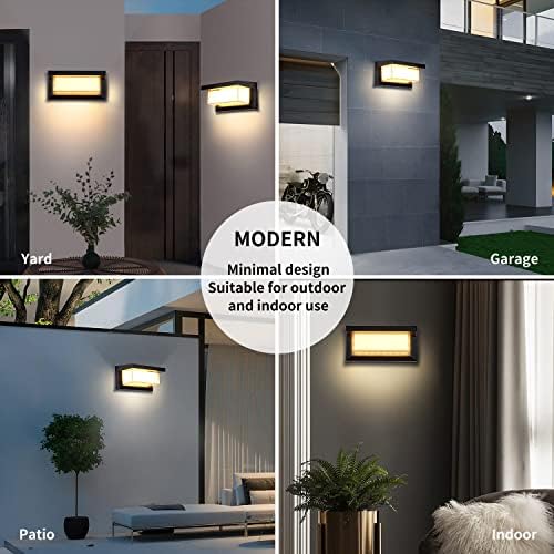 18W Modern LED Wall Light Outdoor 2Pack,3000K Warm White Waterproof Porch Patio Lights Mount Outside Fixtures,Matte Black Aluminium - Image 3