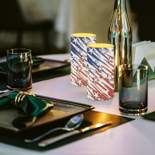 The Stars Stripes Print Flameless Candles with Remote and Timers Battery Operated Candles for Independence Day Home Party Banquet Decoration - Image 3