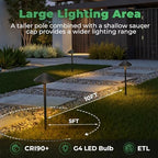 Gardencoin Low Voltage Pathway Lights (6.69'' Shade, 21.54'' Tall) 12V Outdoor LED Landscape Pathway Lighting Aluminum Vintage Hammered Path Lights with 4W 2700K Replaceable Bulb, 4 Pack - Image 5