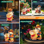 Solar Highland Cow Gnome Statue - Hand-Painted Resin Outdoor Decor for Garden & Yard, Unique Mothers Day Birthday Gifts for Grandma Women (Weatherproof) - Image 3