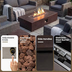 COSIEST 2-Piece Outdoor Propane Fire Table Set, Rectangle Concrete 56" x 28" Bronze Fire Pit (Certified, 50,000 BTU) w 20lb Tank Table,Waterproof Cover for Garden, Porch, Backyard - Image 4