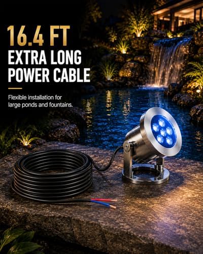 LED Pond Lights with Dual Remote Control, 6W SS316 Stainless Steel RGB Underwater Fountain Light, IP68 Waterproof Submersible LED Lights for Pond Waterfall, Koi Fish Pond (2 Pack) - Image 5