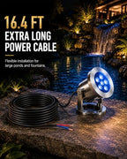 LED Pond Lights with Dual Remote Control, 6W SS316 Stainless Steel RGB Underwater Fountain Light, IP68 Waterproof Submersible LED Lights for Pond Waterfall, Koi Fish Pond (2 Pack) - Image 5