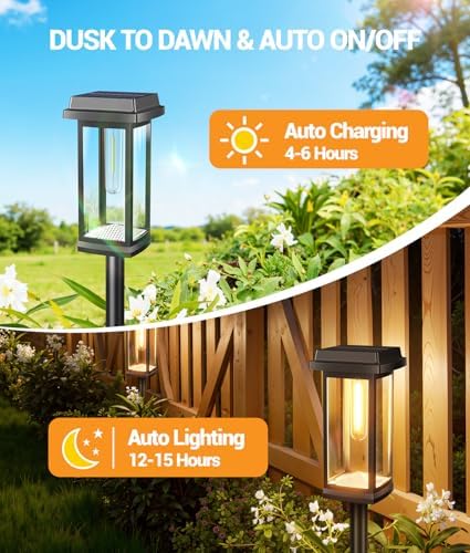Solar Pathway Lights Outdoor, 8 Pack Upgraded Solar Garden Lights Solar Powered, Solar Lights Outdoor Waterproof IP65, 15 Hours Outdoor Solar Lights for Yard Patio Landscape Walkway Driveway Decor - Image 5