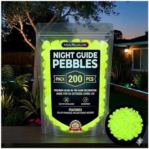 Colorful Glow-in-the-Dark Garden Stones Night Guide Pebbles Rainbow Glow in the Dark Rocks Outdoor Luminous Stones Aquarium Rocks for Garden Path Walkway Yard Fish Tank Decor (Yellow,600) by Unknown