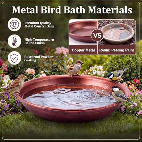 Bird Bath Bowl Outside, Large Bird Bath Bowl Replacement, Standing - Image 6