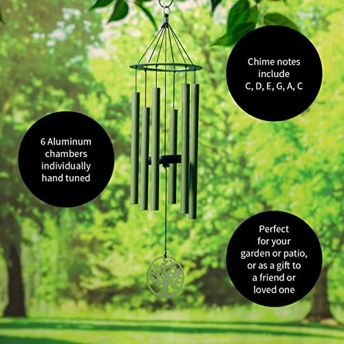 Evergreen Hand Tuned Tree of Life Wind Chime for Outside | Scale of C | Deep Tone | Powder-Coated Metal | Green | 27-Inches Tall | Memorial Gift for Home Garden Decoration - Image 3