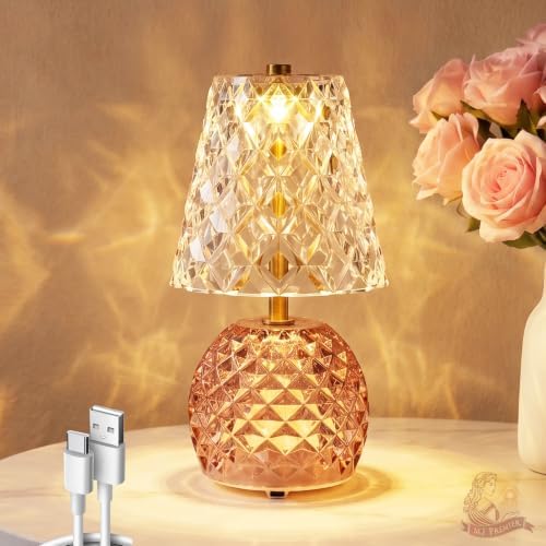 MJ PREMIER Rechargeable Table Lamp Cordless Mushroom Lamp with Timer Pink by MJPREMIER