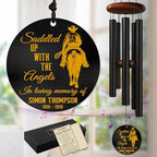 Personalized Memorial Wind Chimes for Outdoors Cowboy Rider Tribute Western Sympathy Gift Custom Name Years for Loss of Loved One Dad Husband Ranch Keepsake Hanging Garden Rustic Remembrance by AlpadilCo