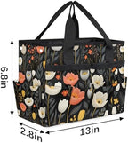 Garden Tool Bag Organizer Garden Tote Bag with Pockets Flower Small Patterned Tool Storage Organizer Gardening Tool Kit Holder 13" x 6.8" x 2.8" - Image 3