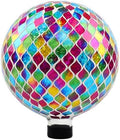 VOREEN Mosaic Garden Gazing Ball 10 Inch, Colorful Glass Outdoor Decor Sphere, Fade-Resistant Weatherproof Yard Lawn Patio Landscape Ornament Gift by VOREEN