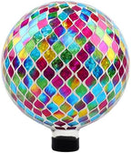 VOREEN Mosaic Garden Gazing Ball 10 Inch, Colorful Glass Outdoor Decor Sphere, Fade-Resistant Weatherproof Yard Lawn Patio Landscape Ornament Gift by VOREEN