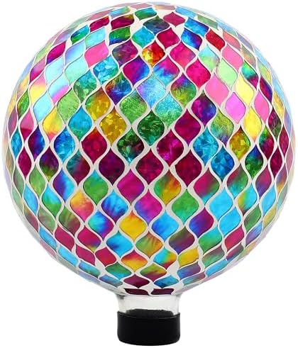 VOREEN Mosaic Garden Gazing Ball 10 Inch, Colorful Glass Outdoor Decor Sphere, Fade-Resistant Weatherproof Yard Lawn Patio Landscape Ornament Gift by VOREEN