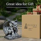 OLOMA Concrete Gargoyle Statue Handmade Outdoor Garden Decor Gothic Stone Monster Sculpture Fantasy Demon Cement Figurine Yard Patio Lawn Decoration Ornament Mythical Creature Gift - Image 5