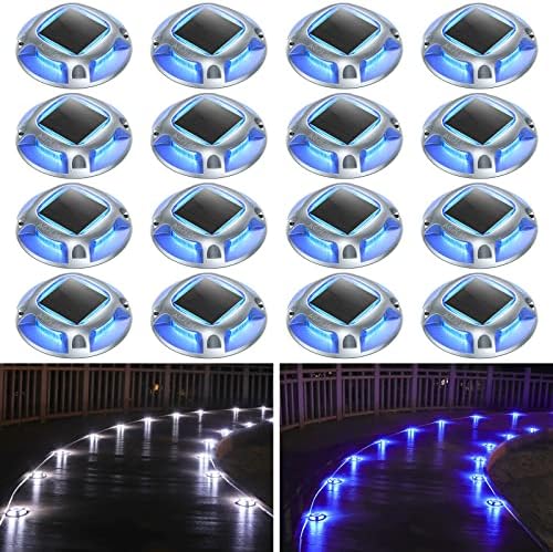 AGPTEK Solar Driveway Lights Outdoor 16 Pack, 2 Color Modes LED Deck Dock by AGPTEK
