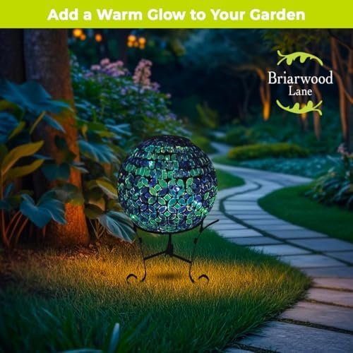 Briarwood Lane Everyday Gazing Ball 10x10 Geometric Blue Solar LED Gazing Ball - Image 3