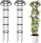 2-Pack 65-Inch Garden Trellis for Climbing Plants,Heavy-Duty Metal Obelisk with Mushroom Top,Stable Support for Potted Clematis,Tomato,Cucumber,Rose,Pea & Vine by TCBWFY