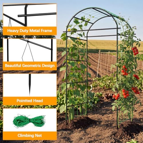 Garden Arch Trellis with Netting, Metal Garden Trellis for Climbing Plants - Image 4
