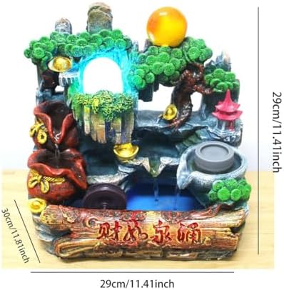 LUNIZ Waterfall Fountain Tabletop Fountain Desktop Rockery Resin Flow Crafts Living Room Creative Decorative Ornaments for Home Office - Image 2