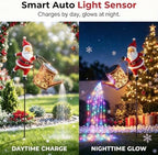 Santa Watering Can Solar Light with Ground Stake, 2027 New Christmas Solar Kettle Lights Garden Lawn Decorative Lights Santa Kettle Ground Lamp Solar LED Night Lights Outdoor Garden Decor, warm*2 - Image 6