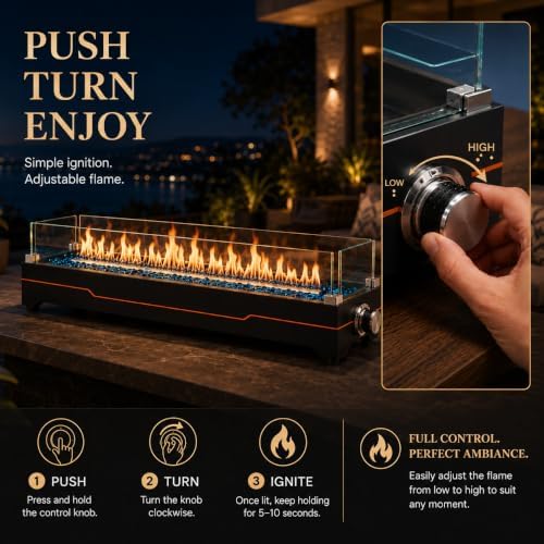 Grisun 36" Tabletop Fire Pit with Glass Wind Guards for Patio and Camping - Image 5