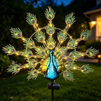 Large Solar Peacock Decorative Garden Stake Metal Yard Art Decor by YHSOLAR